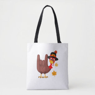 Bolsa Tote Linguagem de Sinal Americano Turca Que Eu Te Amo