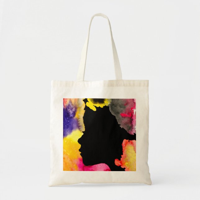 Bolsa Tote Lingueira-girassol silhoute aquarela (Frente)