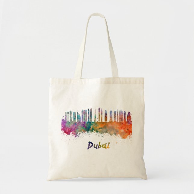 Bolsa Tote Linha aérea de Dubai V2 em aquarela (Frente)
