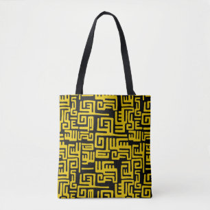 Bolsa Tote Linha amarela do teste padrão tribal africano