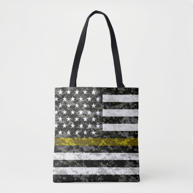 Bolsa Tote Linha amarela fina bandeira de Camo (Frente)