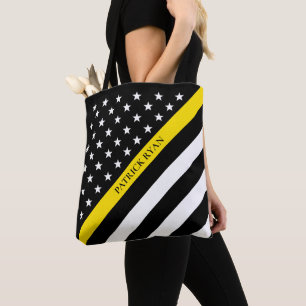 Bolsa Tote Linha amarela fina monograma da bandeira americana