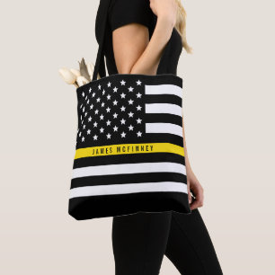 Bolsa Tote Linha amarela fina nome do costume da bandeira dos
