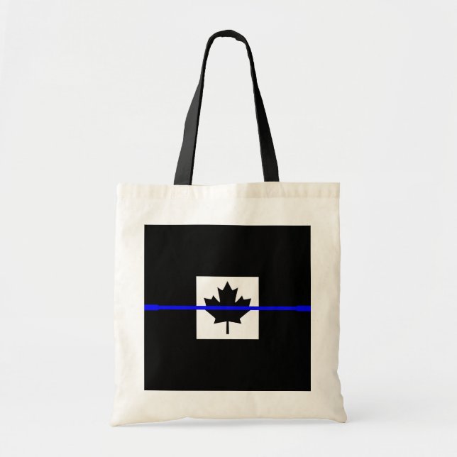 Bolsa Tote Linha Azul fina no Decor de Bandeira Canadense (Frente)