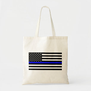 Bolsa Tote - Linha Azul Fino da Polícia de Bandeira dos EUA