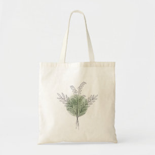 Bolsa Tote Linha Botânica de Lírio Minimalista Verde Sage