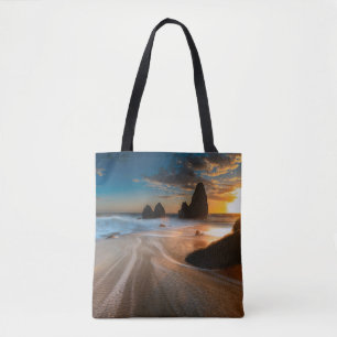 Bolsa Tote Linha Costeira Ao Sunset   Norte California