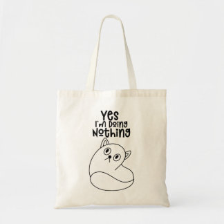 Bolsa Tote Linha de Gato Bonita Desenho Sim Não Estou Fazendo
