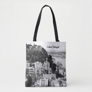 Bolsa Tote Linha do Céu Negro e Branco de Lisboa Portugal