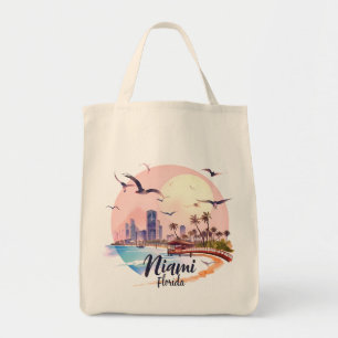 Bolsa Tote Linha do horizonte de Miami City Florida