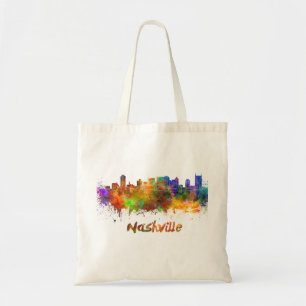 Bolsa Tote Linha do horizonte Nashville em aquarela
