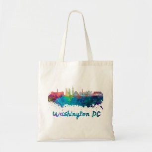 Bolsa Tote Linha do horizonte V2 Washington DC em aquarela