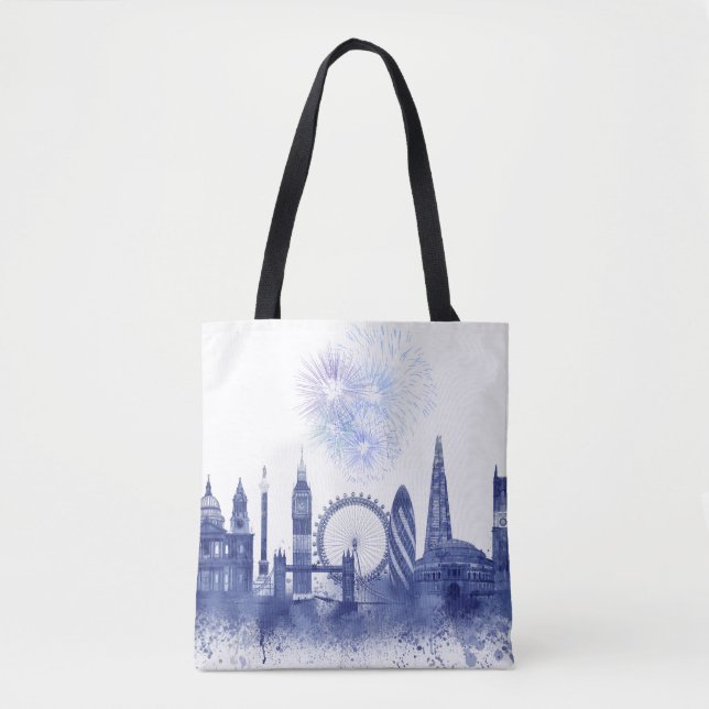 Bolsa Tote Linha do horizonte - Watercolor Blue (Frente)