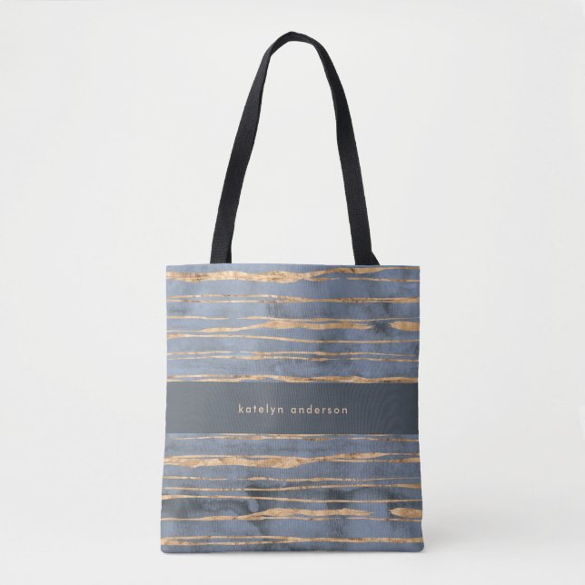 Bolsa Tote Linha Dourada Mensal | Blue Periwinkle | Profissio (Frente)