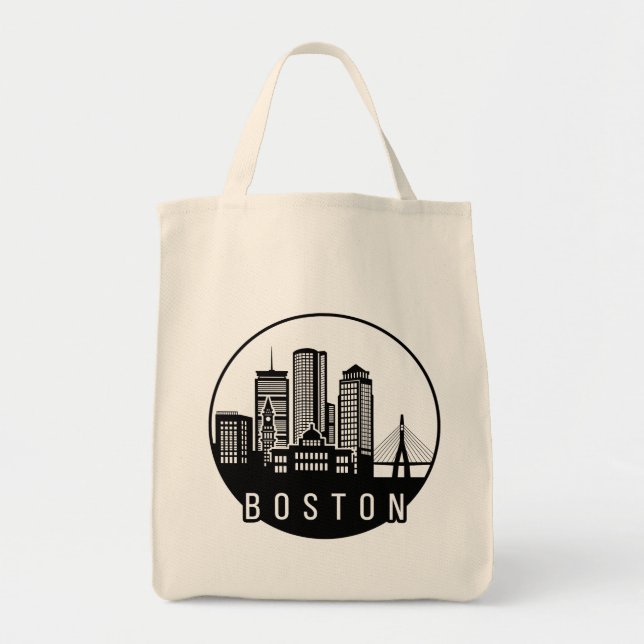 Bolsa Tote Linha Skyline da Cidade de Boston (Frente)