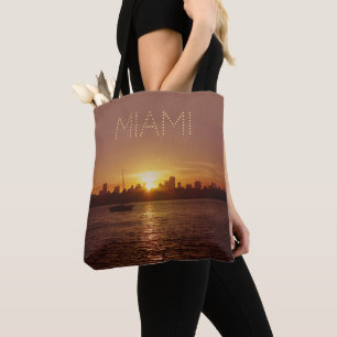 Bolsa Tote Linha Skyline Miami Sunset (sem texto personalizáv