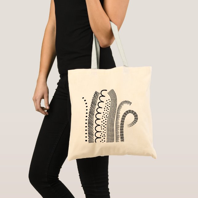 Bolsa Tote Linhas Abstratas - Preto (Frente (produto))