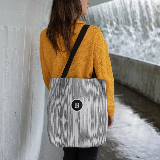 Bolsa Tote Linhas Abstrato a preto e branco (Criador carregado)