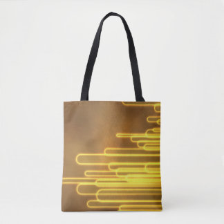 Bolsa Tote Linhas amarelas neon e laços num saco de toques