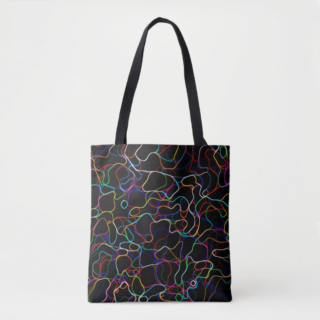 Bolsa Tote Linhas de multicor neon (Frente)