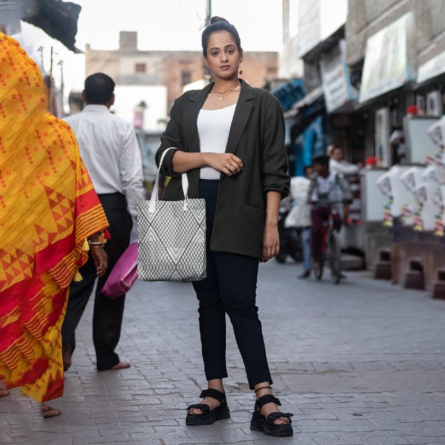 Bolsa Tote linhas de repetição abstrato (Criador carregado)