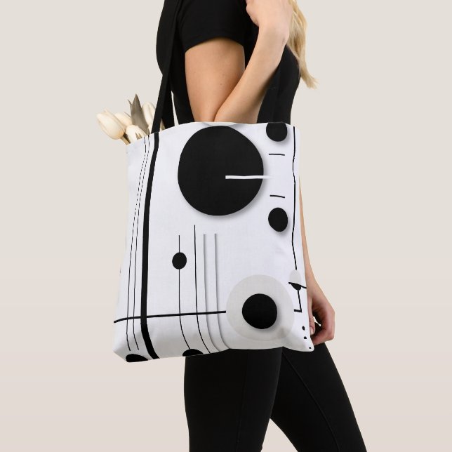 Bolsa Tote Linhas de Sinfonia do Círculo Geométrico Minimalis (Close Up)