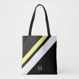 Bolsa Tote Linhas diagonais iniciais personalizadas em preto