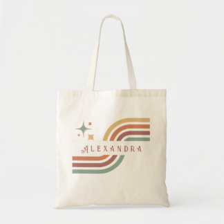 Bolsa Tote Linhas do Groovy Retro dos anos 80 Amarelo Laranja
