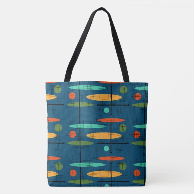 Bolsa Tote Linhas e pontos de ovais retroativos (Frente)