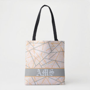 Bolsa Tote Linhas Geométricas Modernas de Ochre e Cinza