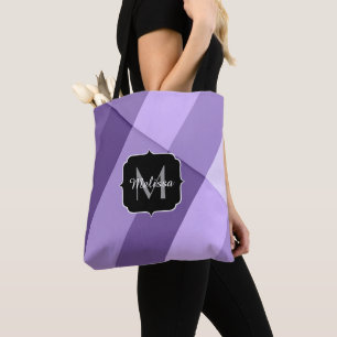 Bolsa Tote Linhas geométricas roxas ultra violetas, modernas,