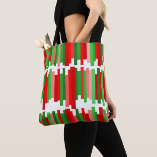 Bolsa Tote Linhas intermitentes - Vermelho e Verde