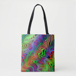 Bolsa Tote linhas multicoloridas psíquicas de onda