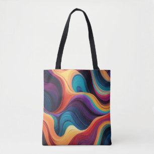 Bolsa Tote Linhas onduladas Abstrato coloridas com brilho