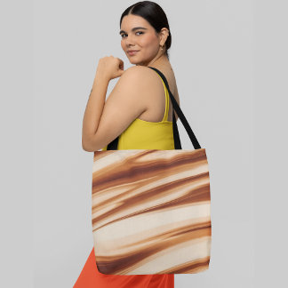 Bolsa Tote Linhas onduladas de abstrato em tons de laranja e 