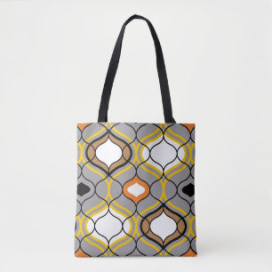 Bolsa Tote Linhas onduladas, padrão geométrico sem costura.