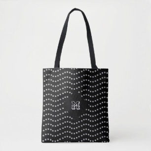 Bolsa Tote Linhas Pontilhadas Prateadas Elegantes