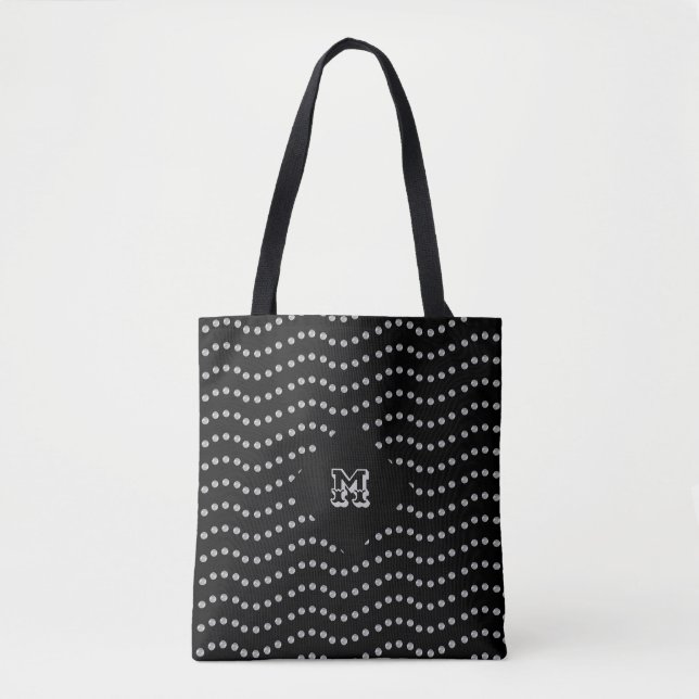 Bolsa Tote Linhas Pontilhadas Prateadas Elegantes (Frente)