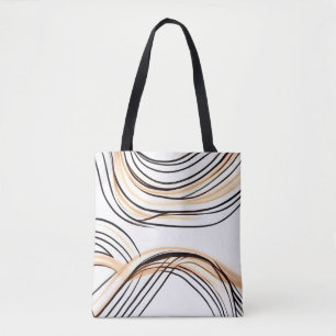 Bolsa Tote Linhas simples e modernas de giro abstrato, chic, 