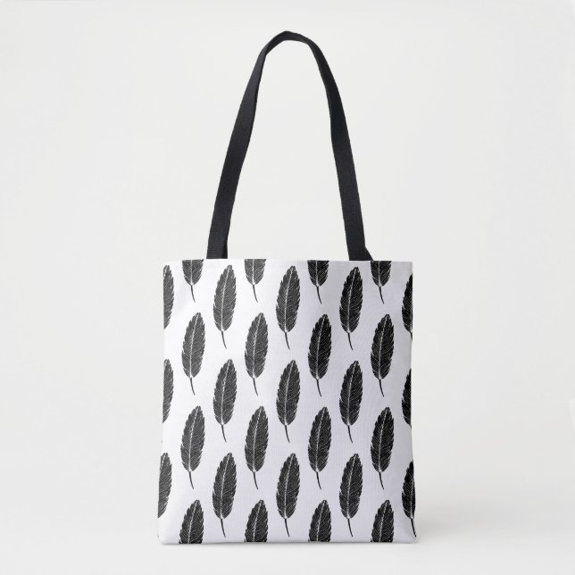 Bolsa Tote Linoco de pena russa preto-e-branco (Frente)