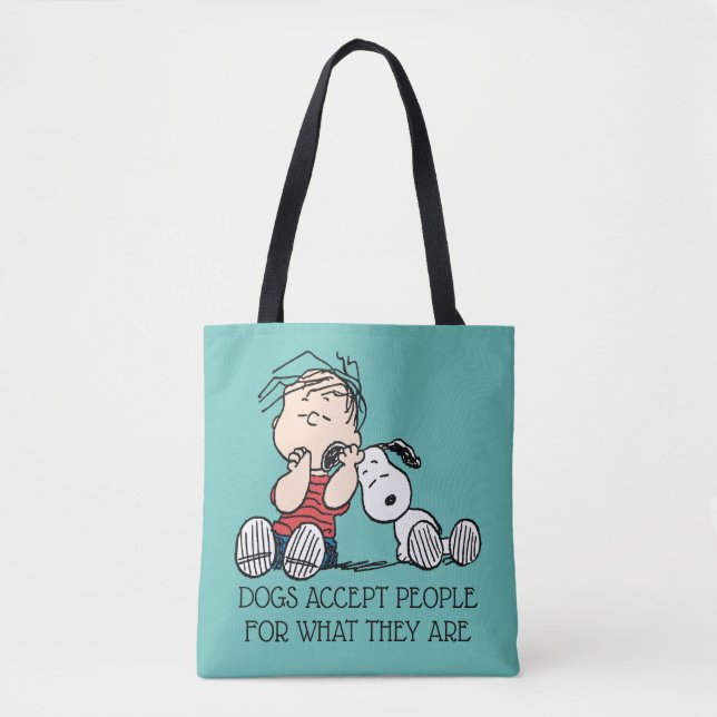 Bolsa Tote Linus confortado com o ouvido de Snoopy (Frente)