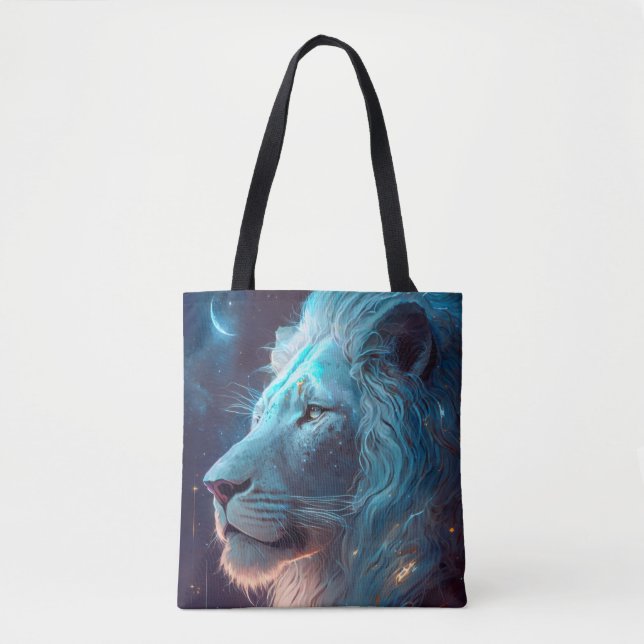 Bolsa Tote Lion Animal Portrait Painting Willife Outdoor (Frente)