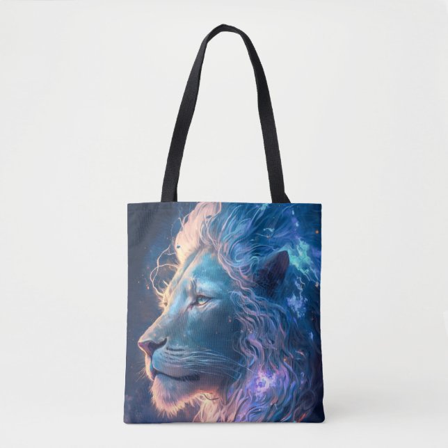 Bolsa Tote Lion Animal Portrait Painting Willife Outdoor (Frente)