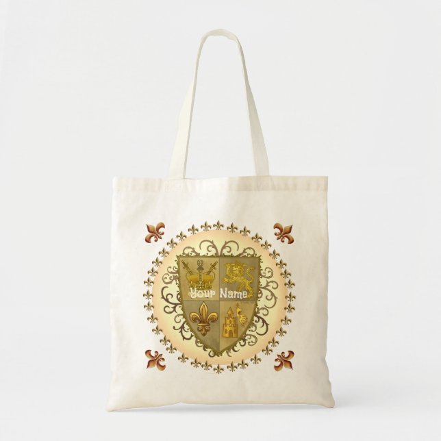 Bolsa Tote Lion Family Crest Surname (Frente)