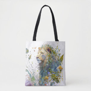 Bolsa Tote Lion Portrait Animal Painting Willife Forest