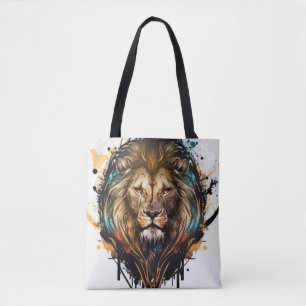 Bolsa Tote Lion Retrait Animal Painting Willife Outdoor