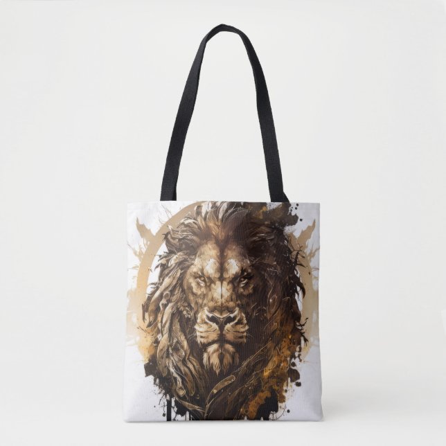 Bolsa Tote Lion Retrait Animal Painting Willife Outdoor (Frente)