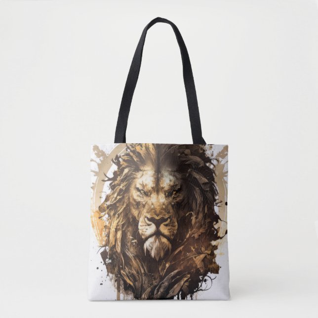 Bolsa Tote Lion Retrait Animal Painting Willife Outdoor (Frente)