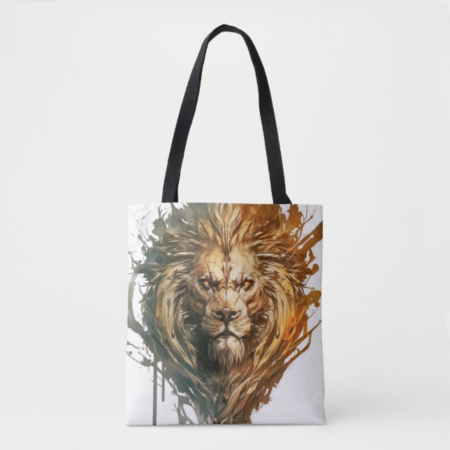 Bolsa Tote Lion Retrait Animal Painting Willife Outdoor (Frente)