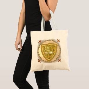 Bolsa tote Lion Shield Brasão de Família Sobrenome